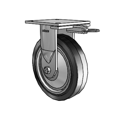 6 Series Kingpinless Casters Top Plate Rigid Caster with 8 x 2 Performa Rubber (Flat/Black) Wheel