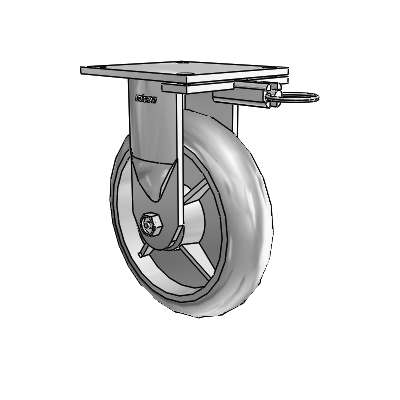 6 Series Kingpinless Casters Top Plate Rigid Caster with 8 x 2 Performa Rubber (Round/Grey) Wheel