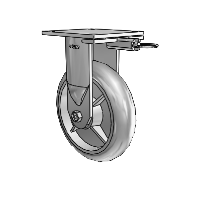 6 Series Kingpinless Casters Top Plate Rigid Caster with 8 x 2 Performa Rubber (Round/Grey) Wheel
