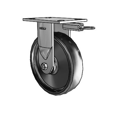 6 Series Kingpinless Casters Top Plate Rigid Caster with 8 x 2 Endura Solid Elastomer Wheel