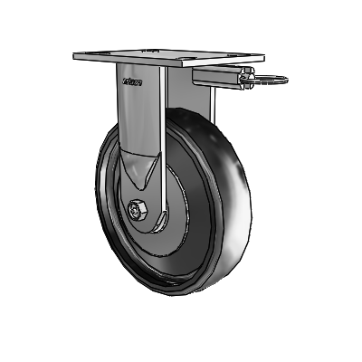 6 Series Kingpinless Casters Top Plate Rigid Caster with 8 x 2 Endura Solid Elastomer Wheel