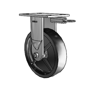6 Series Kingpinless Casters Top Plate Rigid Caster with 8 x 2 Polyolefin Wheel