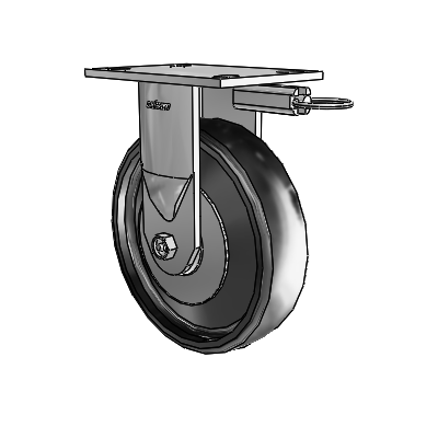 6 Series Kingpinless Casters Top Plate Rigid Caster with 8 x 2 Endura Solid Elastomer Wheel