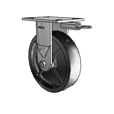 6 Series Kingpinless Casters Top Plate Rigid Caster with 8 x 2 Polyolefin Wheel