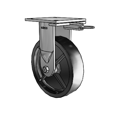 6 Series Kingpinless Casters Top Plate Rigid Caster with 8 x 2 Polyolefin Wheel