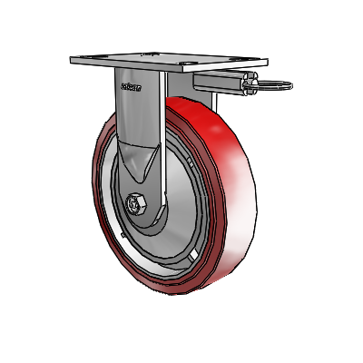 6 Series Kingpinless Casters Top Plate Rigid Caster with 8 x 2 Polyurethane HI-TECH Wheel