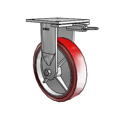 6 Series Kingpinless Casters Top Plate Rigid Caster with 8 x 2 Polyurethane HI-TECH Wheel