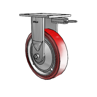 6 Series Kingpinless Casters Top Plate Rigid Caster with 8 x 2 Polyurethane HI-TECH Wheel