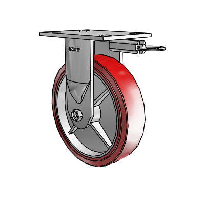 6 Series Kingpinless Casters Top Plate Rigid Caster with 8 x 2 Polyurethane HI-TECH Wheel
