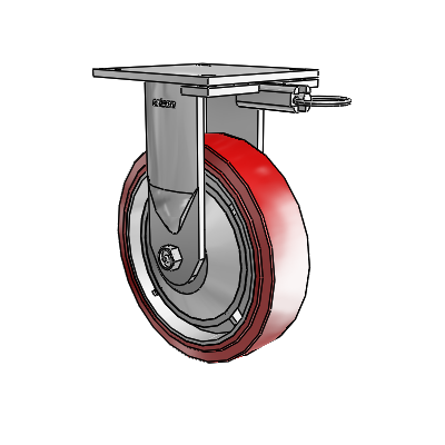 6 Series Kingpinless Casters Top Plate Rigid Caster with 8 x 2 Polyurethane HI-TECH Wheel