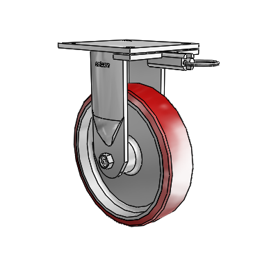 6 Series Kingpinless Casters Top Plate Rigid Caster with 8 x 2 Moldon Polyurethane (Aluminum Core) Wheel