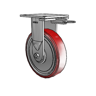 6 Series Kingpinless Casters Top Plate Rigid Caster with 8 x 2 Moldon Polyurethane (Aluminum Core) Wheel