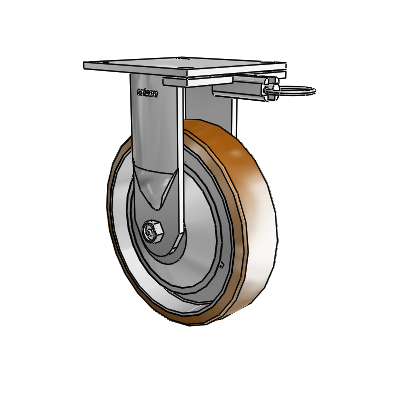 6 Series Kingpinless Casters Top Plate Rigid Caster with 8 x 2 Moldon Nylon (Aluminum Core) Wheel