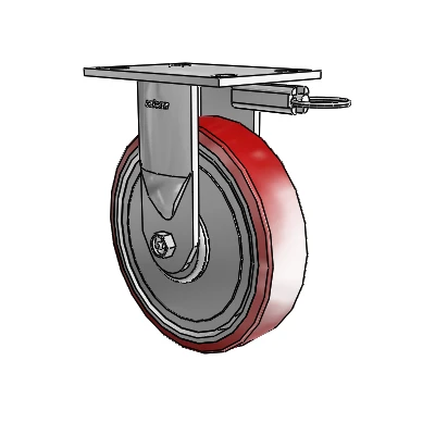 6 Series Kingpinless Casters Top Plate Rigid Caster with 8 x 2 Moldon Polyurethane (Aluminum Core) Wheel