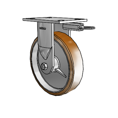6 Series Kingpinless Casters Top Plate Rigid Caster with 8 x 2 Moldon Nylon (Aluminum Core) Wheel