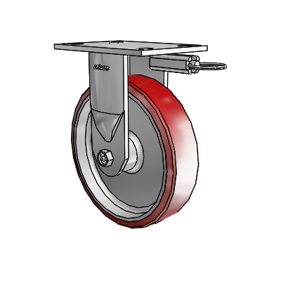 6 Series Kingpinless Casters Top Plate Rigid Caster with 8 x 2 Moldon Polyurethane (Aluminum Core) Wheel