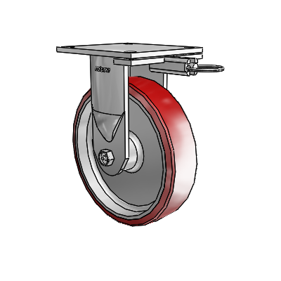 6 Series Kingpinless Casters Top Plate Rigid Caster with 8 x 2 Moldon Polyurethane (Aluminum Core) Wheel
