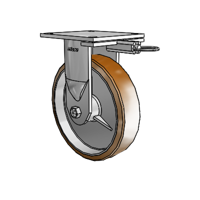 6 Series Kingpinless Casters Top Plate Rigid Caster with 8 x 2 Moldon Nylon (Aluminum Core) Wheel