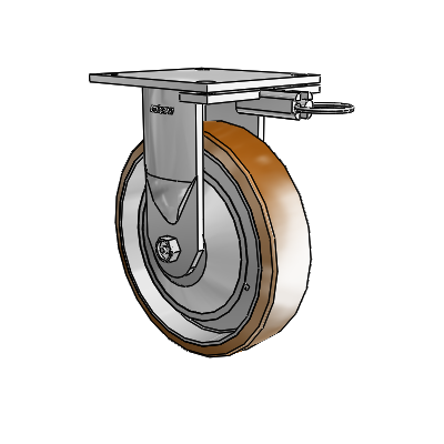 6 Series Kingpinless Casters Top Plate Rigid Caster with 8 x 2 Moldon Nylon (Aluminum Core) Wheel