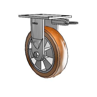 6 Series Kingpinless Casters Top Plate Rigid Caster with 8 x 2 Triumph (Crown/Brown) Wheel
