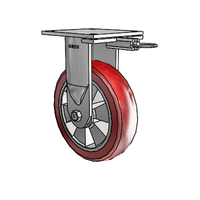 6 Series Kingpinless Casters Top Plate Rigid Caster with 8 x 2 Triumph (Crown/Red) Wheel