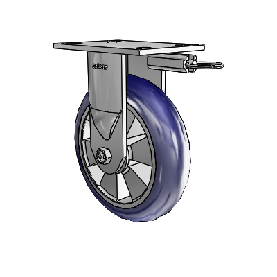 6 Series Kingpinless Casters Top Plate Rigid Caster with 8 x 2 Triumph (Round/Blue) Wheel