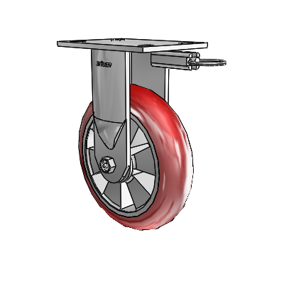 6 Series Kingpinless Casters Top Plate Rigid Caster with 8 x 2 Triumph (Round/Red) Wheel
