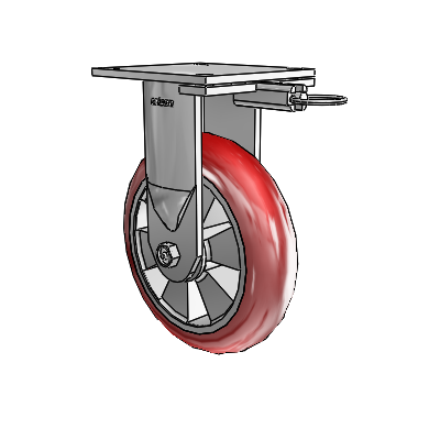 6 Series Kingpinless Casters Top Plate Rigid Caster with 8 x 2 Triumph (Round/Red) Wheel