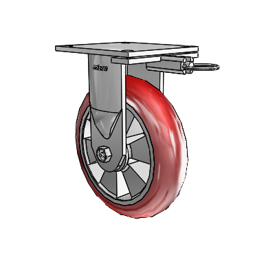 6 Series Kingpinless Casters Top Plate Rigid Caster with 8 x 2 Triumph (Round/Red) Wheel