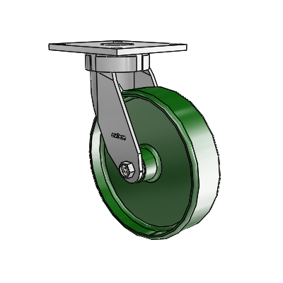 6 Series Kingpinless Casters Top Plate Swivel Caster with 8 x 2 Cast Iron Wheel
