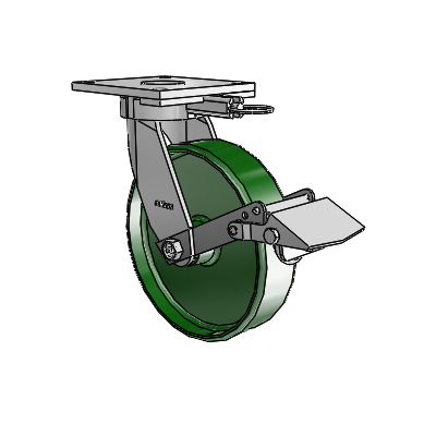 6 Series Kingpinless Casters Top Plate Swivel Caster with 8 x 2 Cast Iron Wheel and Tread Lock Brake