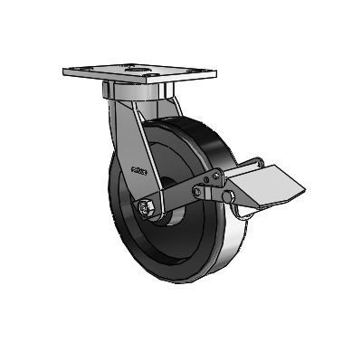6 Series Kingpinless Casters Top Plate Swivel Caster with 8 x 2 Phenolic Wheel and Tread Lock Brake