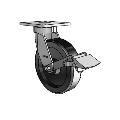 6 Series Kingpinless Casters Top Plate Swivel Caster with 8 x 2 Phenolic Wheel and Tread Lock Brake