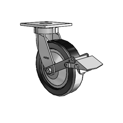 6 Series Kingpinless Casters Top Plate Swivel Caster with 8 x 2 Phenolic Wheel and Tread Lock Brake