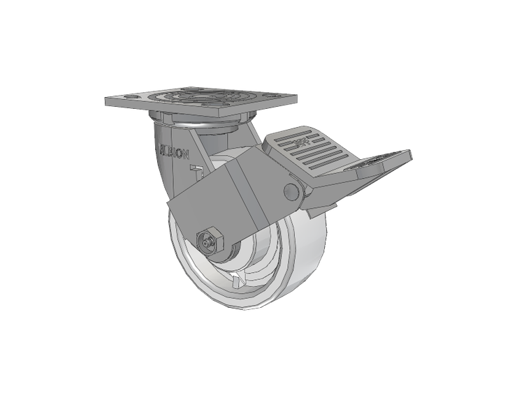 16 Series Top Plate Swivel Caster with 5 x 2 White Nylon NW - White Nylon Wheel and Face Brake