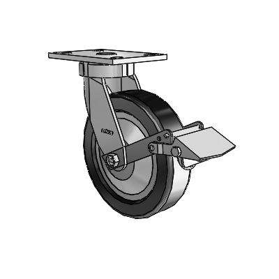 6 Series Kingpinless Casters Top Plate Swivel Caster with 8 x 2 Phenolic Wheel and Tread Lock Brake