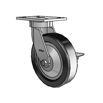 6 Series Kingpinless Casters Top Plate Swivel Caster with 8 x 2 Phenolic Wheel and Side Lock Brake
