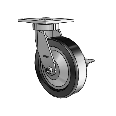 6 Series Kingpinless Casters Top Plate Swivel Caster with 8 x 2 Phenolic Wheel and Side Lock Brake