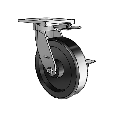 6 Series Kingpinless Casters Top Plate Swivel Caster with 8 x 2 Phenolic Wheel and Side Lock Brake