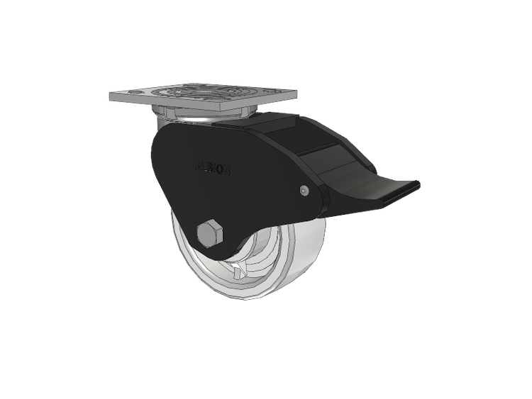 16 Series Top Plate Swivel Caster with 5 x 2 White Nylon NW - White Nylon Wheel and Total Lock Brake