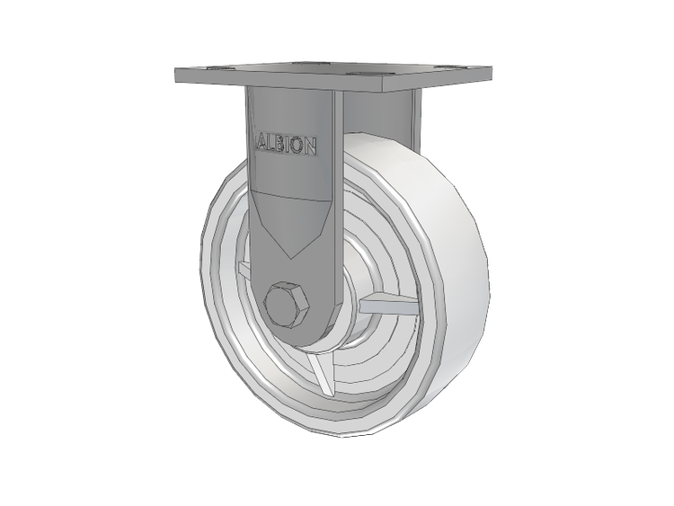 16 Series Top Plate Rigid Caster with 6 x 2 White Nylon NW - White Nylon Wheel