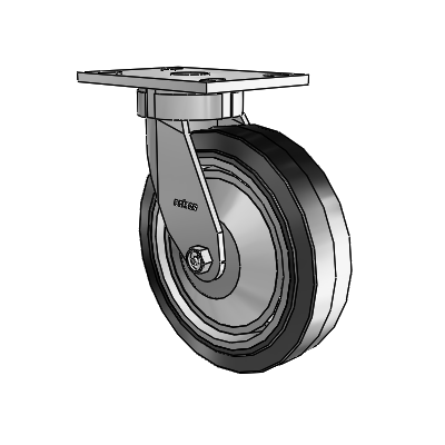 6 Series Kingpinless Casters Top Plate Swivel Caster with 8 x 2 Performa Rubber (Flat/Black) Wheel