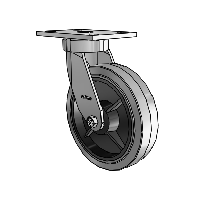 6 Series Kingpinless Casters Top Plate Swivel Caster with 8 x 2 Performa Rubber (Flat/Conductive) Wheel
