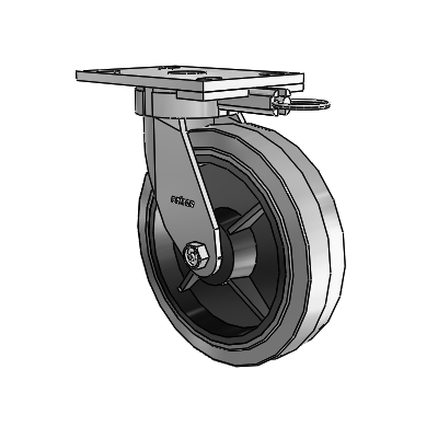 6 Series Kingpinless Casters Top Plate Swivel Caster with 8 x 2 Performa Rubber (Flat/Conductive) Wheel