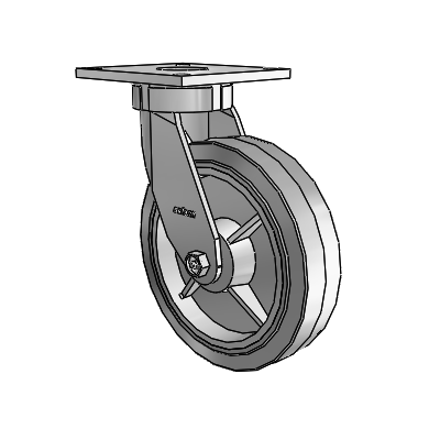 6 Series Kingpinless Casters Top Plate Swivel Caster with 8 x 2 Performa Rubber (Flat/Grey) Wheel