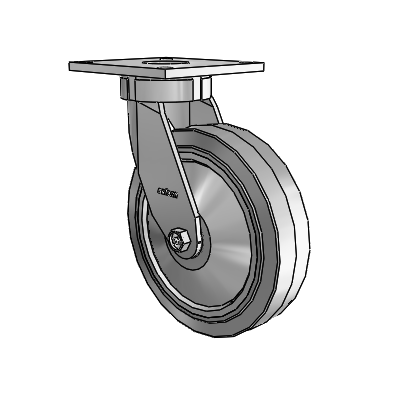 6 Series Kingpinless Casters Top Plate Swivel Caster with 8 x 2 Performa Rubber (Flat/Grey) Wheel