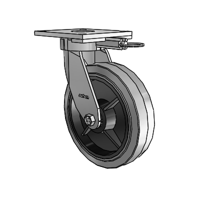 6 Series Kingpinless Casters Top Plate Swivel Caster with 8 x 2 Performa Rubber (Flat/Conductive) Wheel