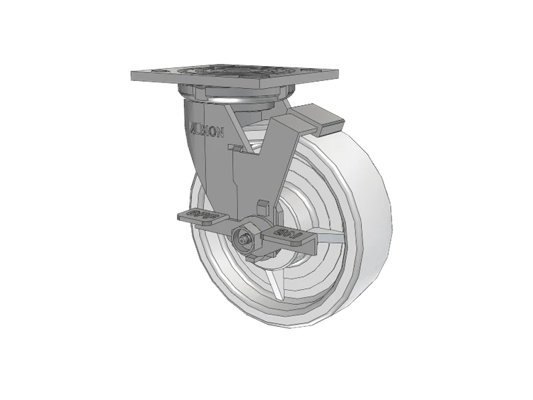 16 Series Top Plate Swivel Caster with 6 x 2 White Nylon NW - White Nylon Wheel and Face Brake