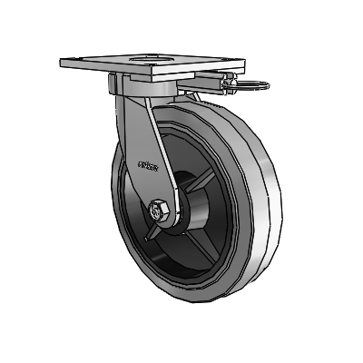 6 Series Kingpinless Casters Top Plate Swivel Caster with 8 x 2 Performa Rubber (Flat/Conductive) Wheel