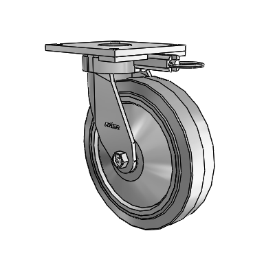 6 Series Kingpinless Casters Top Plate Swivel Caster with 8 x 2 Performa Rubber (Flat/Grey) Wheel
